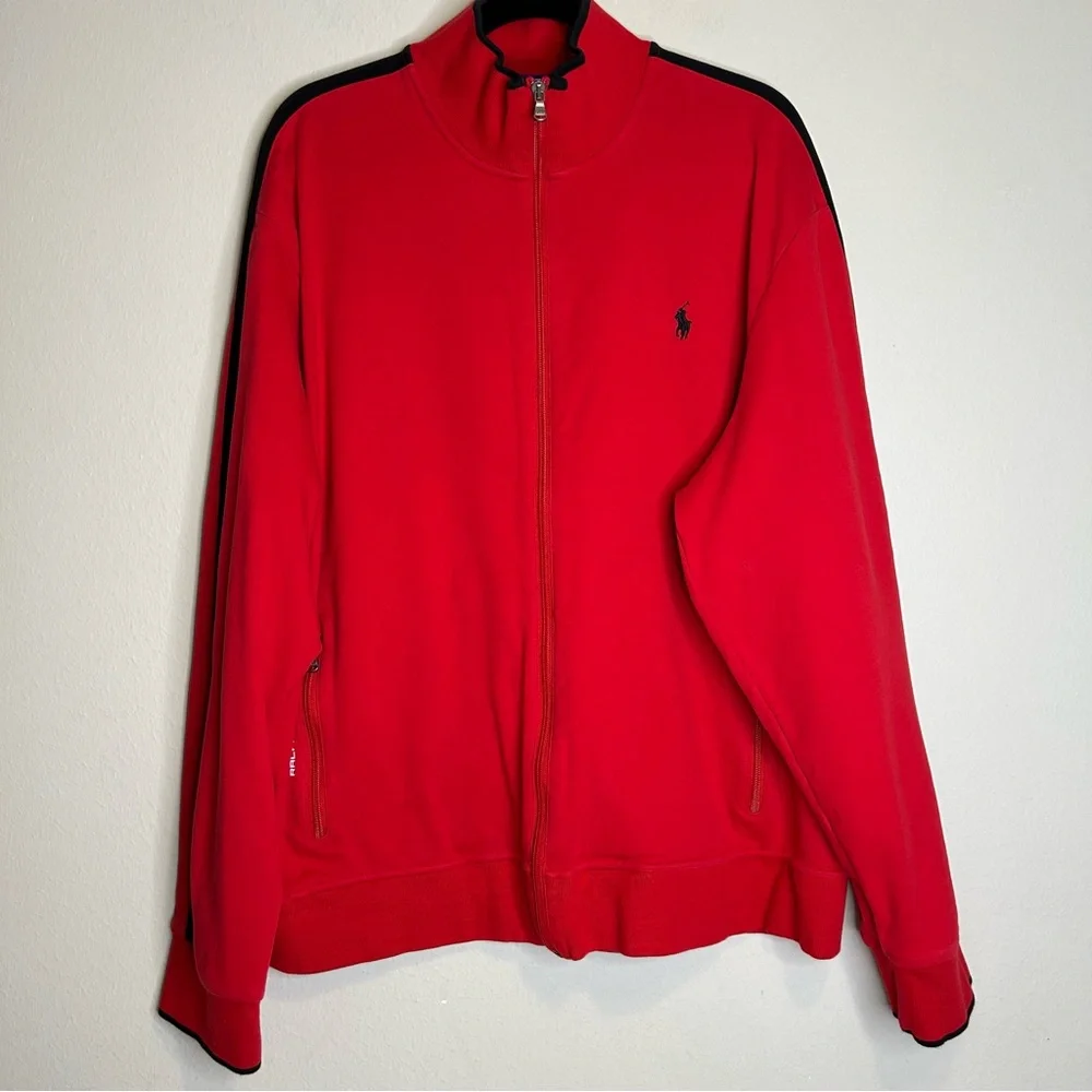 Polo Ralph Lauren Performance Contrast Tip Lightweight Red Full-Zip Track Jacket